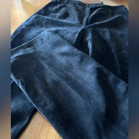 Vintage Lord & Taylor Suede Leather Pants. Black Size 8 - Picture 2 of 12